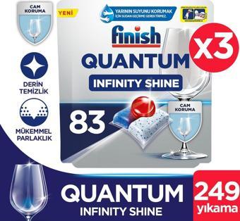 Finish Quantum Infinity Shine 249 Kapsül Bulaşık Makinesi Deterjanı Tableti (83x3)