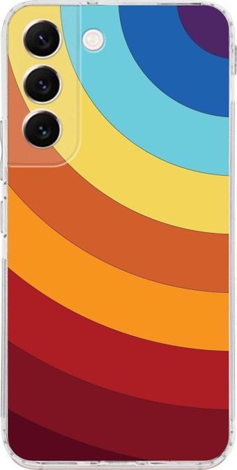 Printify Samsung Galaxy S22 Kamera Korumalı Kapak Renk Cümbüşü Tasarımlı Şeffaf Kılıf