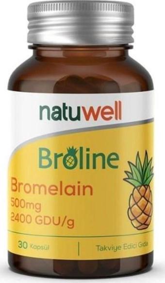 Natuwell Broline Bromelain 500 Mgr 2400 grdu 30 Kapsül.