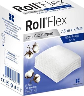 Roll Flex Steril Gaz Kompres 25Adet 5'Li Paket 7,5 Cmx7,5Cm