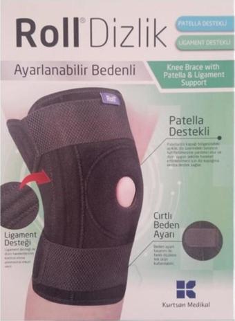 Roll Patella Ve Ligament Destekli Ayarlanabilir Bedenli Cırtlı Dizlik