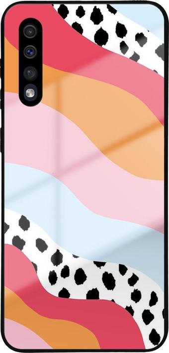 Printify Samsung Galaxy A50 İle Uyumlu Silikon Arkası Cam Kapak Desen 51İ Tasarımlı Cam Kılıf