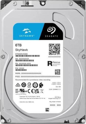 Seagate Skyhawk ST6000VX009 6 Tb 256mb Sata3 7/24 Güvenlik Harddiski