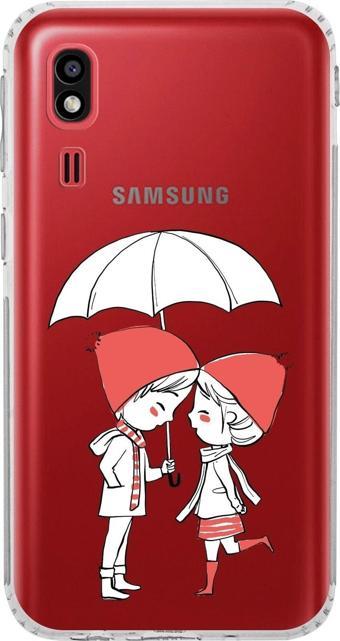 Printify Samsung Galaxy A2 Core Kamera Korumalı Kapak Aşk Tasarımlı Şeffaf Kılıf