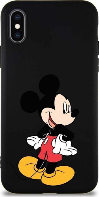 Philips Avent Printify Iphone X Soft Uyumlu Premier Kapak Mickey Mouse-D Tasarımlı Silikon Kılıf - Siyah