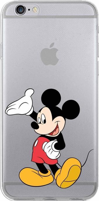 Printify Iphone 6S Plus Uyumlu Kapak Mickey Mouse Tasarımlı Şeffaf Silikon Kılıf