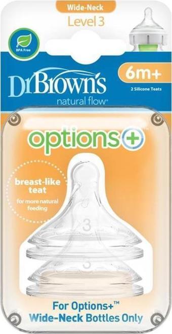 Dr. Brown's 3. Seviye Geniş Ağız Biberon Emziği +6 Ay İkili Paket