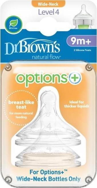 Dr. Brown's Silikon Biberon Emziği 4. Seviye Geniş Ağız 9+ Ay İkili Paket
