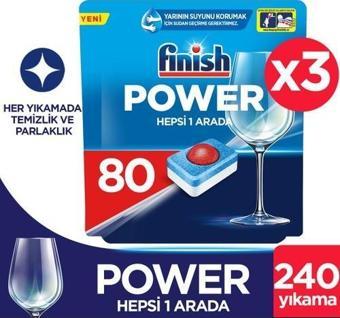 Finish Hepsi Bir Arada Bulaşık Makinesi Deterjanı Tableti 240(80x3) Yıkama