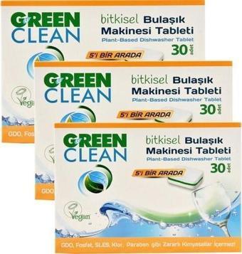 Green Clean Bitkisel Bulaşık Makinesi Tableti 30'lu x 3 Adet