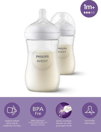 Philips Avent Natural Response Doğal Tepkili Pp 2'Li Biberon Seti, 260Ml, 1 Ay - Cam Değildir.