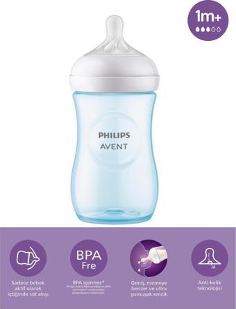 Philips Avent Natural Response Doğal Tepkili Pp Mavi Biberon, 260Ml, 1 Ay - Cam Değildir.