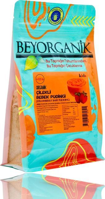 Beyorganik Organik Çilekli Bebek Pudingi  200gr (Şeker ilavesiz) Bebek Ek Gıdası +12 ay