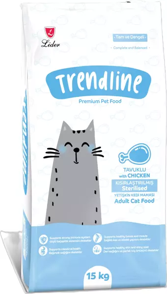 Trendline Kisirlastirilmis Tavuklu Yetişkin Kedi Maması 15 Kg