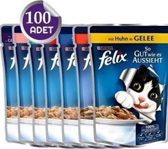 FELİX Kedi Konservesi Karışık X 100 Adet X 85 Gr