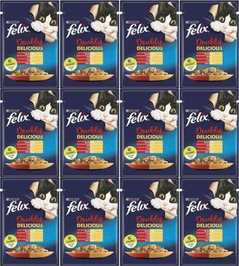 Felix Çifte Lezzet Sığır & Tavuklu Kedi Yaş Mama 85 Gr X 12 Adet