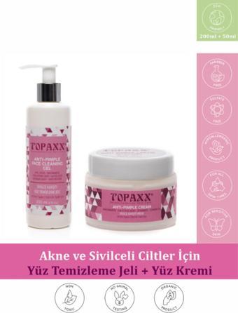 Topaxx Sivilce Karşıtı Krem 50 ml + Yağlı Sivilceli Ciltler İçin Yüz Temizleme Jeli 200 ml