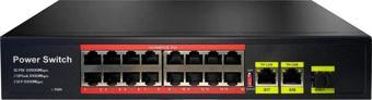 Uranium POE-1621SFP-200W 16 Port 10/100 2xGigabit Rj45 1xSfp Uplink 200w Poe Switch