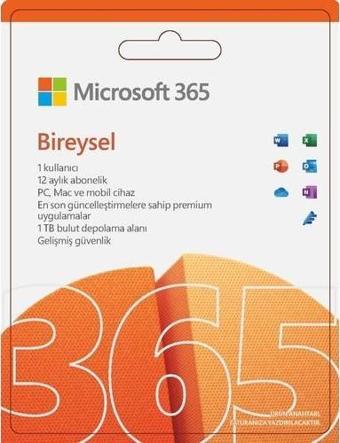 Microsoft 365 Bireysel Türkçe - Kutu Lisans 1 Yıl