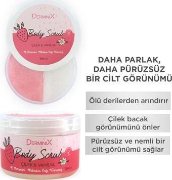 Derminix Vücut Peelingi Body Scrub Çilek Vanilya 300 Ml