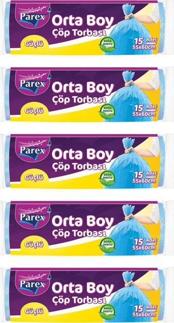 Parex Orta Boy Güçlü Çöp Torbası 5' Li Paket