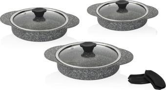 Taç Granit Plus Silikon Saplı 3Lü Gri Sahan Seti TAC-3182