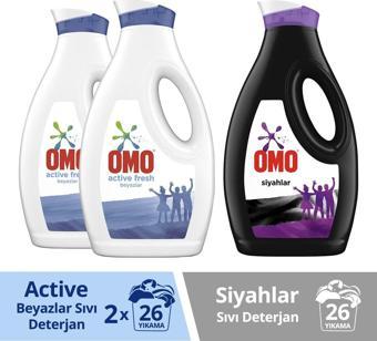 Omo Sıvı Deterjan Active Fresh 1690 mL*2 + Black 1690 ml