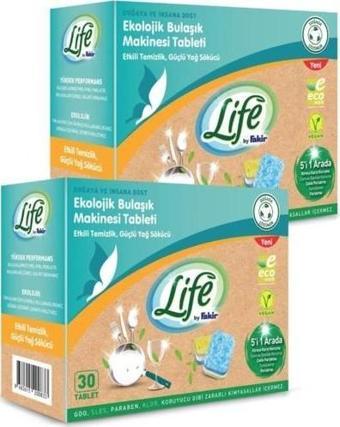 Life by Fakir Ekolojik Vegan Bulaşık Makinesi Tablet Deterjanı(30'lu) x 2 Adet