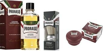 Proraso Sandal Üçlü Set 400 ml Losyon, 150 ml Tıraş Sabunu, Tıraş Fırçası