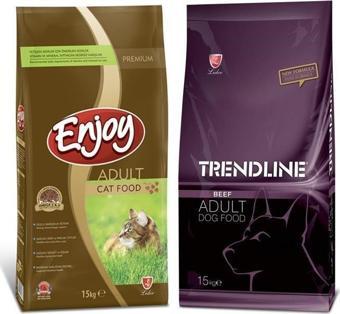 Enjoy Yetişkin Kedi & Trendline Yetişkin köpek Maması 15 Kg 2'li set