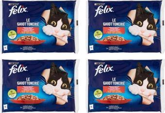 Felix Sığır ve Tavuk Etli Yetişkin Yaş Kedi Maması 4x85gr