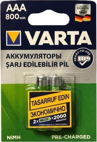 Varta Ata Elektronik 800mah Telsiz Telefonlar Için 800 Miliamper Aaa Şarjlı Ince Pil 2li Paket Şarzlı Pil Şarj 800