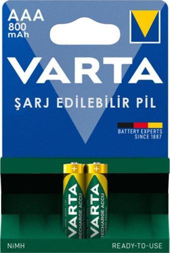 Varta Ata Elektronik 800mah Şarj Edilebilir Aaa Ince Pil 1 Kart 2 Adet Pil Şarzlı Pil