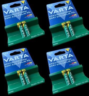 Varta Ata Elektronik 4 Kart 8 Adet 1000mah Şarj Edilebilir Aaa Ince Pil Şarzlı