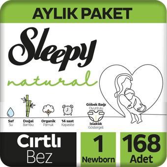 Sleepy Natural Bebek Bezi 1 Numara Yenidoğan Aylık Paket 168 Adet