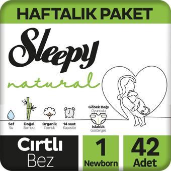 Sleepy Natural Bebek Bezi 1 Numara Yenidoğan 2 Haftalık Paket 84 Adet