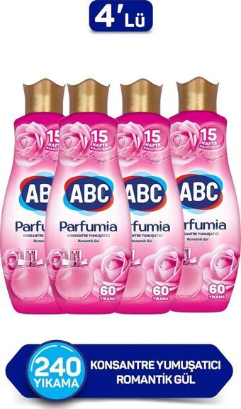 ABC Parfumia Konsantre Çamaşır Yumuşatıcısı Romantik Gül 4 x 1440 ML