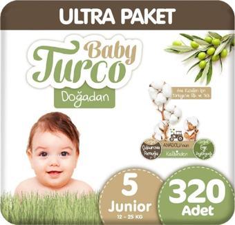 Baby Turco Doğadan Bebek Bezi 5 Numara Junior Ultra 320 Adet