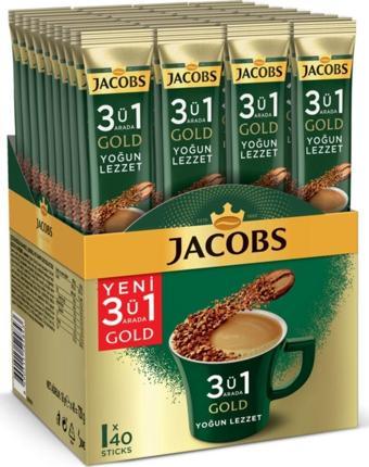 Jacobs 3'ü 1 Arada Gold Yoğun Lezzet Karışım Kahve 40'lı Kutu