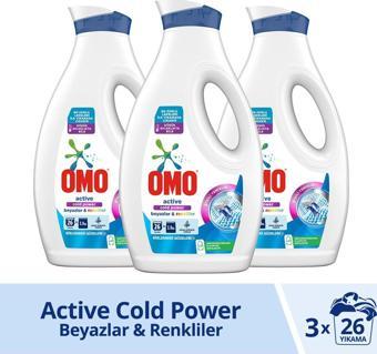 Omo Deterjan Active Cold Power Beyazlar & Renkliler İçin Sıvı Deterjan 3 x 1690 ML