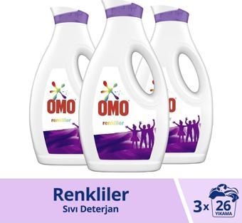 Omo Renkliler için Sıvı Çamaşır Deterjanı 26 Yıkama 3 x 1690 ML