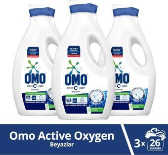 Omo Sıvı Çamaşır Deterjanı Active Oxygen Beyazlar için 26 Yıkama 3 x 1690 ML