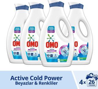 Omo Sıvı Deterjan Active Beyazlar & Renkliler İçin 4 x 1690 ML