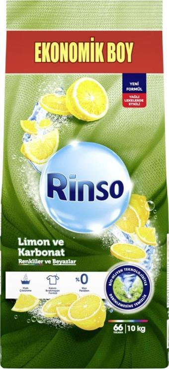 Rinso Limon ve Karbonat Renkliler ve Beyazlar İçin Toz Çamaşır Deterjanı 10 KG