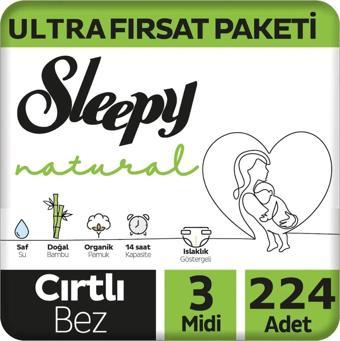 Sleepy Natural Jumbo Bebek Bezi 4-9 Kg Midi 3 Numara 224 Adet