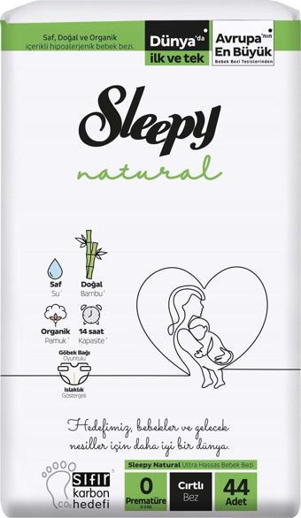 Sleepy Natural Cırtlı 0 Numara Prematüre 44'lü Bebek Bezi