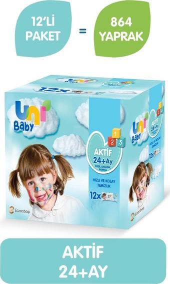 Uni Baby Aktif Islak Mendil 12 x 72'li