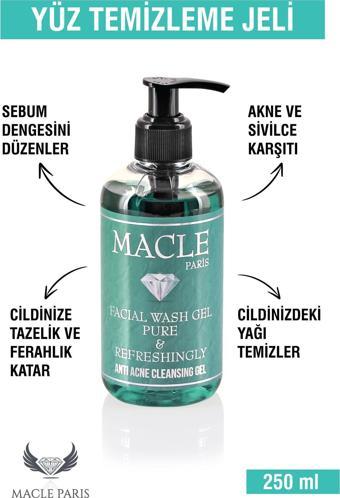 Macle Paris Akne Ve Sivilce Karşıtı Salisilik Asit Köpüren Yüz Temizleme Arındırıcı Ve Tazeleyici Jeli 250 ml