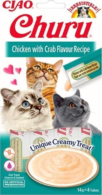 Ciao Churu Cream Tavuklu ve Yengeçli Kedi Ödül Kreması 4 X 14 Gr