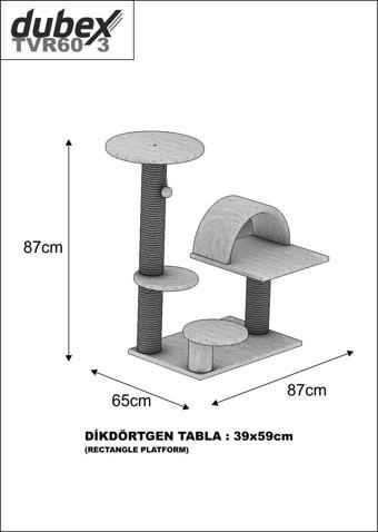 Dubex 65x87x87 cm Kedi Oyun Evi ve Tırmalama Platformu Siyah